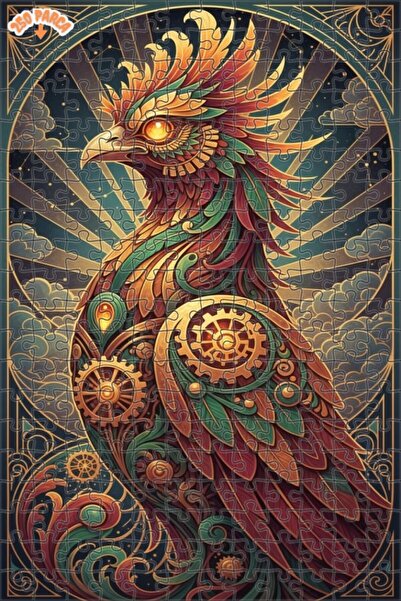 Esranın Dünyası لغز خشبي ميكانيكي على شكل طائر الفينيق بطبقتين مع إطار 250 قط...