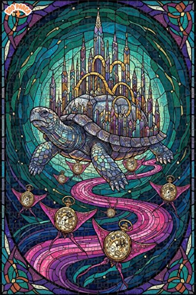 Esranın Dünyası Mysterious Turtle Castle Stained Glass Art Puzzle 500 Pieces ...