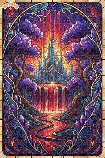 Esranın Dünyası Crystal Waterfall Palace Glass Mosaic Look Wooden Puzzle with...