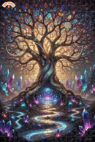 Esranın Dünyası Magical Crystal Tree Oil Painting Lookalike Art Double-Layer ...
