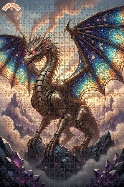 Esranın Dünyası Mechanical Dragon Victorian Steam Art Double-Layer Framed Woo...