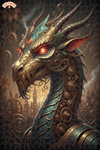 Esranın Dünyası Steam Dragon Art Double Layer Framed Wooden Puzzle 500 Pieces...