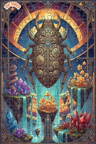 Esranın Dünyası Mechanical Insect Crystal Waterfall Art Double-Layer Framed W...