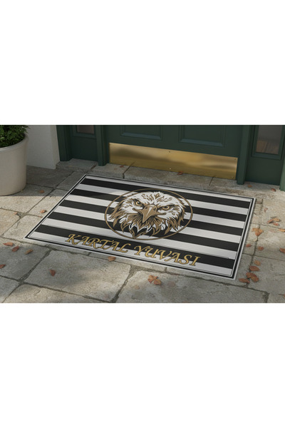 Etnik Dekor Beşiktaş Kartal Yuvası Figürlü Dijital Baskı, Kaymaz Taban Kapı Ö...