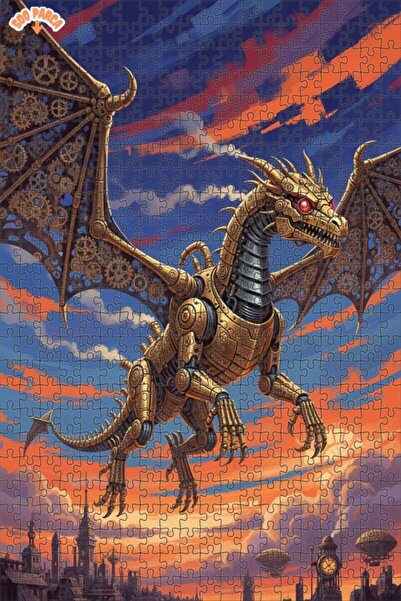 Esranın Dünyası Mechanical Dragon Art Double Layer Framed Wooden Puzzle 500 P...