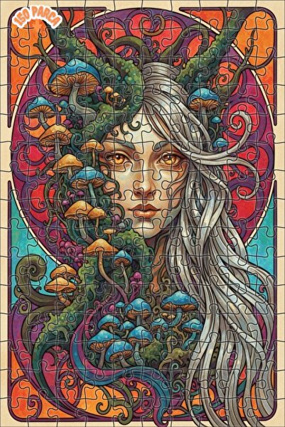 Esranın Dünyası Mysterious Forest Fairy Watercolor Look Wooden Puzzle with Do...