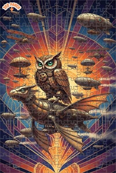 Esranın Dünyası Owl Dragon with Steam Clock Art Puzzle 250 Pieces 30X30
