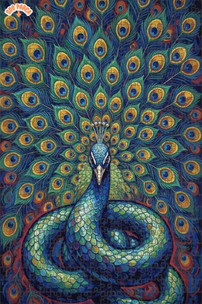 Esranın Dünyası لغز خشبي بتصميم رسم زيتي لرقصة الطاووس والثعبان الساحرة، 500 ...