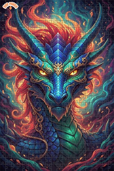 Esranın Dünyası Dragon Fire Oil Painting Look Modern Art Double Layer Framed ...