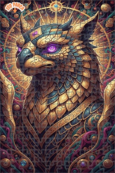 Esranın Dünyası Fabulous Emerald-Eyed Golden Winged Mythological Double-Layer...