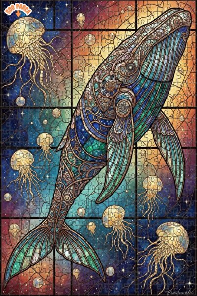 Esranın Dünyası لغز خشبي مطبوع عليه فن قنديل البحر السحري مزدوج الطبقات إطارً...