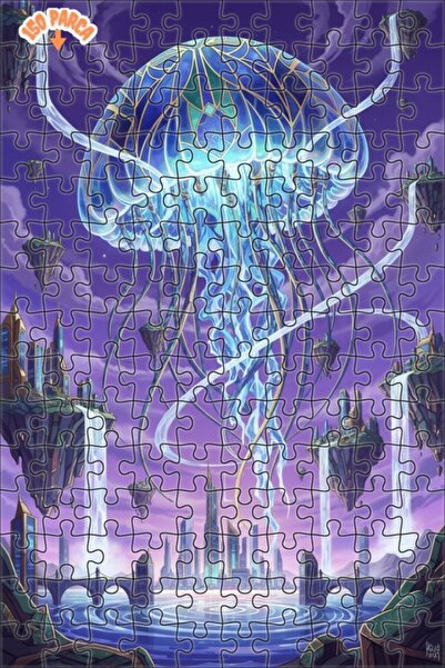 Esranın Dünyası Fantastic Jellyfish City Oil Painting Lookalike Double-Layer ...