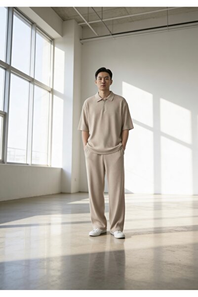 Shine Stone Men's Half-Zip Ottoman Fabric Tracksuit Set