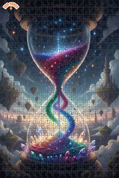 Esranın Dünyası Cosmic Time Hourglass Digital Art Looking Wooden Puzzle with ...