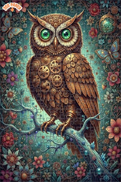 Esranın Dünyası لغز خشبي ذهبي ميكانيكي على شكل بومة الغابة مزدوج الطبقات قطعة...