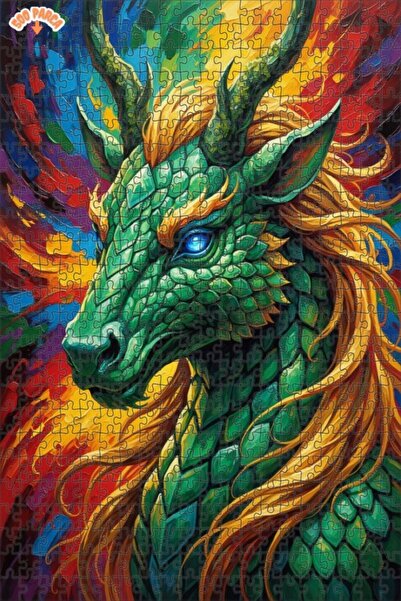 Esranın Dünyası Green Dragon Oil Painting Lookalike Modern Art Double-Layer F...