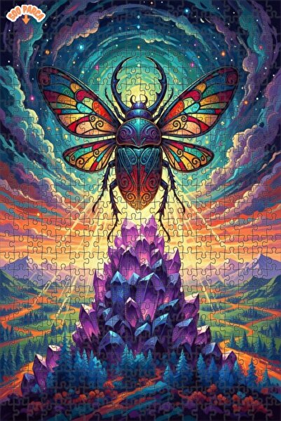 Esranın Dünyası Magical Crystal Beetle Oil Painting Lookalike Double-Layer Fr...