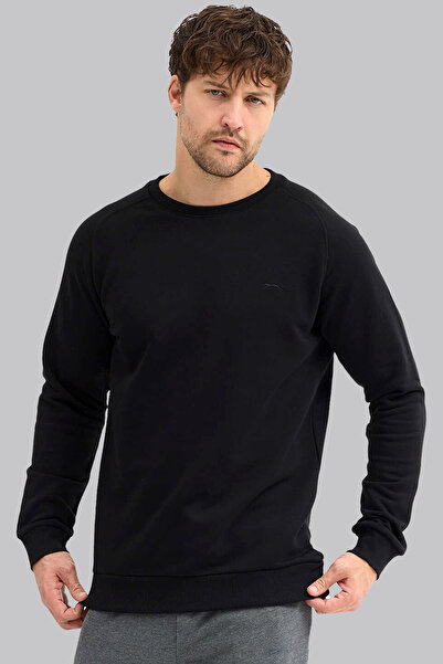 Slazenger 5610 Men's Black Regular Fit Crew Neck 3 Thread Sweatshirt – Casual...