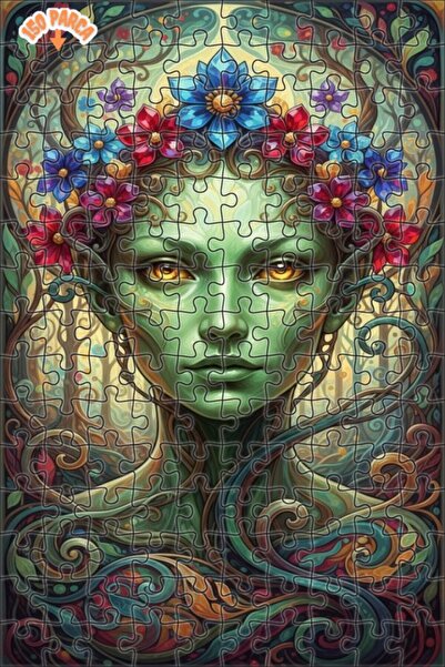 Esranın Dünyası Green Fairy Forest Art Oil Painting Lookalike Double-Layer Fr...