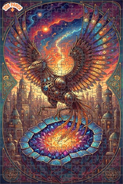 Esranın Dünyası Mystical Mechanical Phoenix Oil Painting Look Double Layer Fr...
