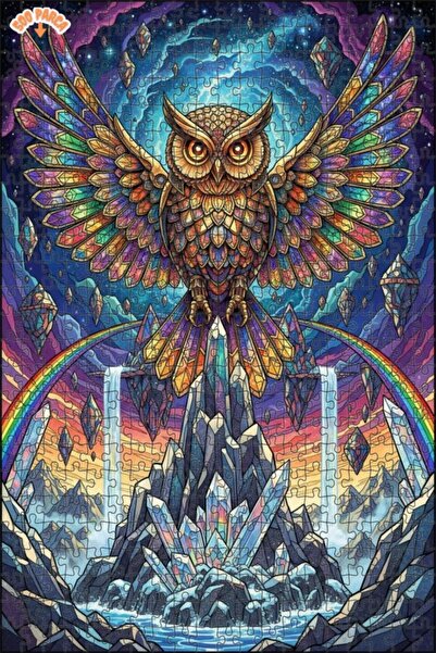 Esranın Dünyası Rainbow Winged Crystal Owl Double-Layer Framed Wooden Puzzle ...