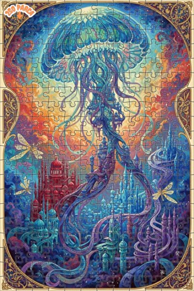 Esranın Dünyası Fantastic Jellyfish City Oil Painting Lookalike Double-Layer ...