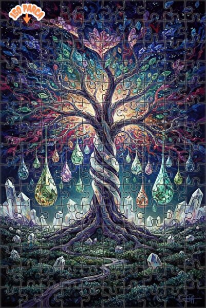 Esranın Dünyası Mysterious Crystal Tree Oil Painting Lookalike Art Wooden Puz...