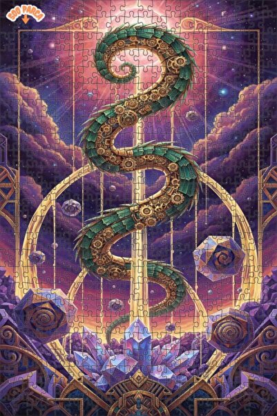 Esranın Dünyası Mechanical Dragon Oil Painting Double-Deck Framed Wooden Puzz...