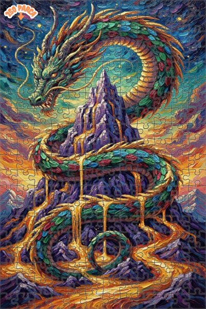 Esranın Dünyası Dragon Mountain Lava Flow Oil Painting Lookalike Art Puzzle 2...