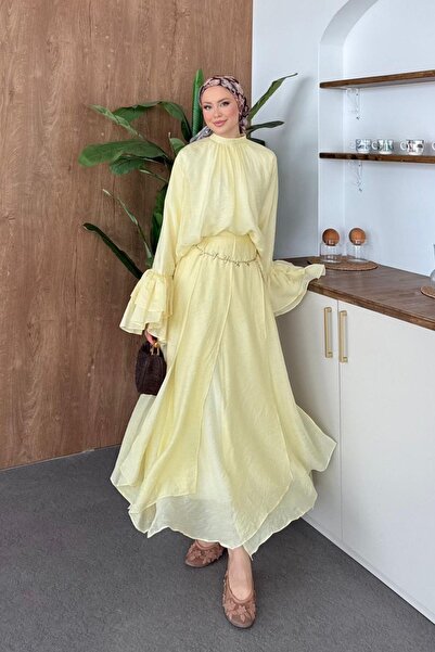 Hazamoda طقم سيلما فورتر فلير باللون الأصفر