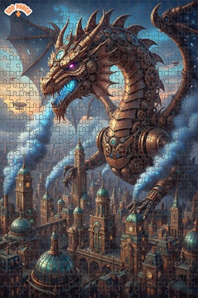 Esranın Dünyası Steam Powered Mechanical Dragon Steampunk Art Double-Layer Fr...
