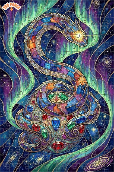 Esranın Dünyası لغز فانتاستيك دراجون جيمز الفني مزدوج الطبقات قطعة لغز خشبي م...