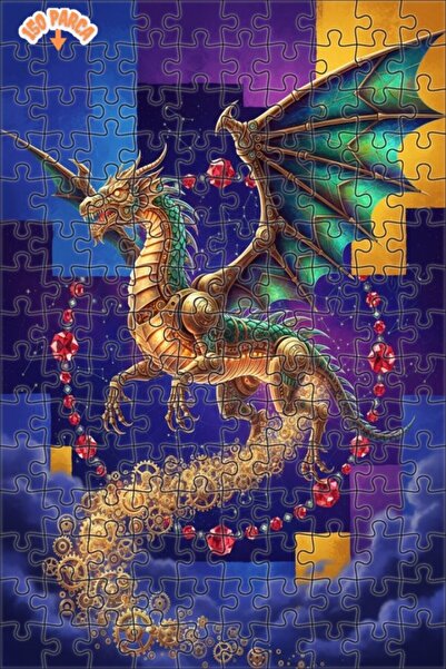 Esranın Dünyası Steam Dragon Mysterious Wheels Double-Layer Framed Wooden Puz...