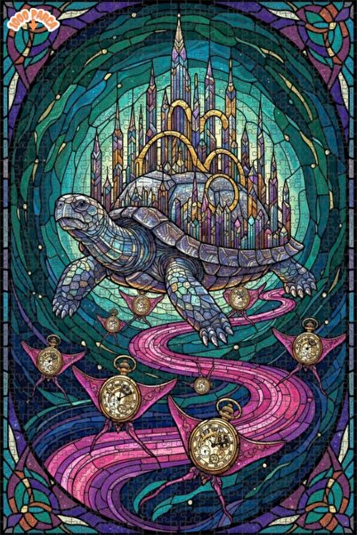 Esranın Dünyası Mysterious Turtle Castle Stained Glass Art Puzzle 1000 Pieces...
