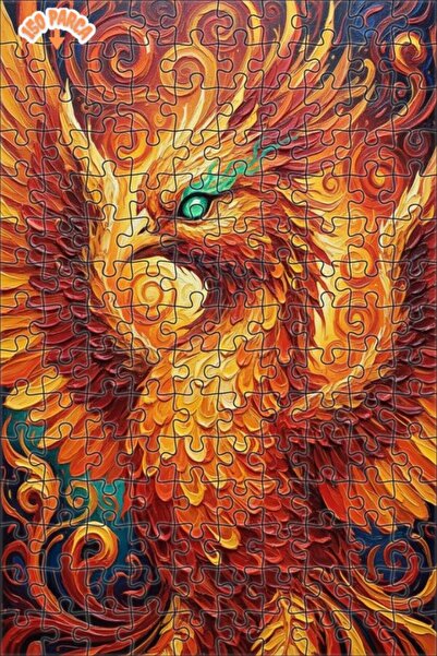 Esranın Dünyası لوحة زيتية لطائر الفينيق ذو العيون الزمردية والريش المتألق، م...