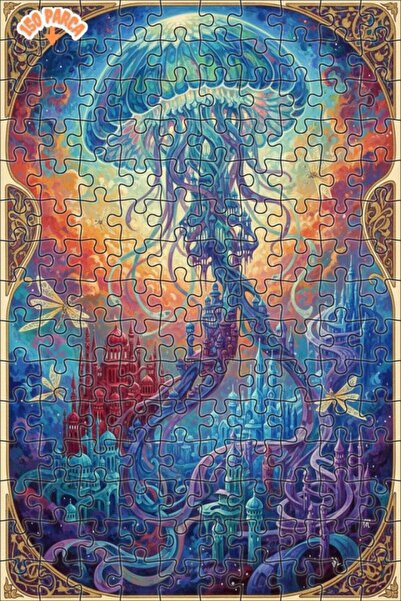 Esranın Dünyası Fantastic Jellyfish City Oil Painting Lookalike Double-Layer ...