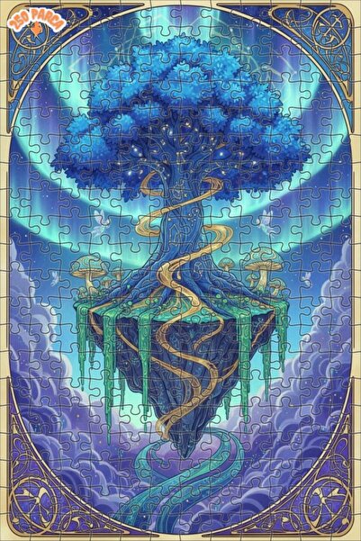 Esranın Dünyası Mystical Blue Tree Fall Double-Layer Framed Wooden Puzzle 250...