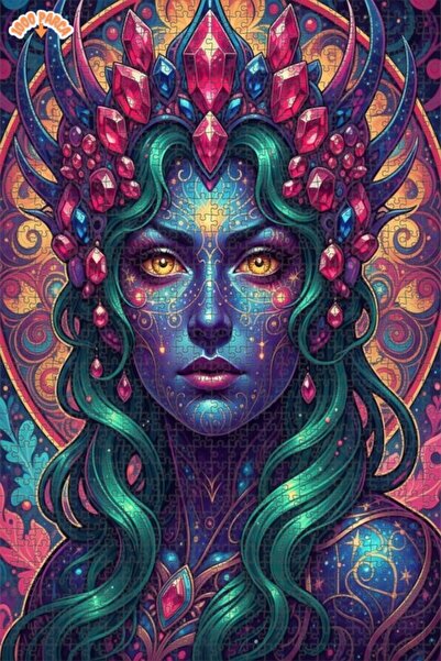 Esranın Dünyası Mysterious Cosmic Queen Oil Painting Look Double Layer Framed...