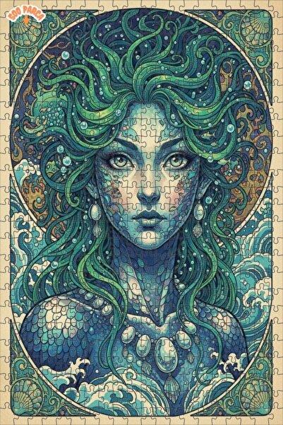 Esranın Dünyası لغز خشبي مطبوع عليه صورة حورية البحر مزدوج الطبقات قطعة مقاس ...