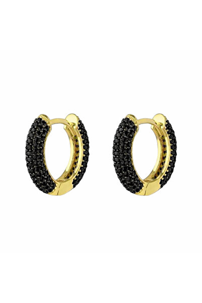 neslyaccessories Black Jewelled Gold Hoop Earrings