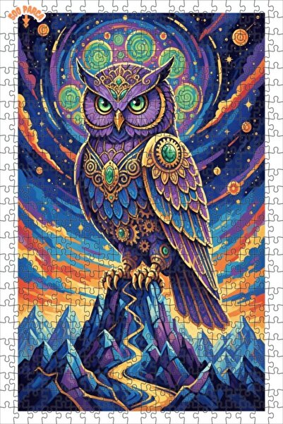 Esranın Dünyası Mysterious Owl Art Double Layer Framed Wooden Puzzle 500 Piec...