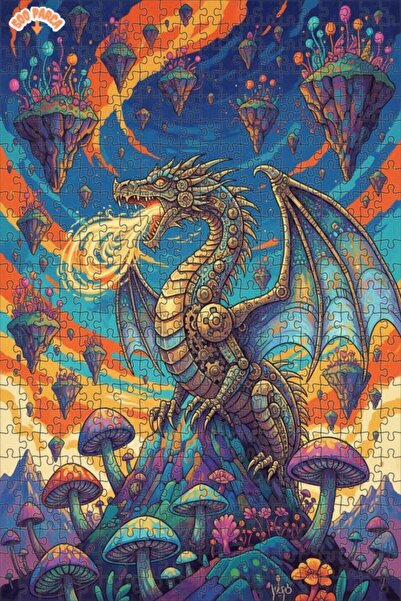 Esranın Dünyası Mechanical Dragon Colorful Puzzle with Double-Layer Frames Wo...