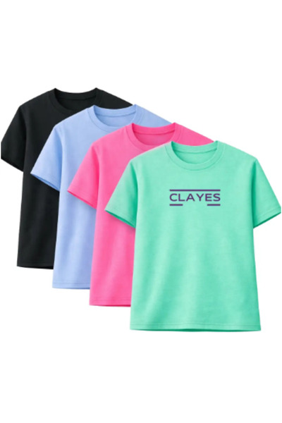 Sweetline Unisex Oversized T-Shirt Clayes Printed – Pack of 4 Black, Baby Blu...