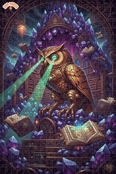 Esranın Dünyası Mysterious Mechanical Owl and Crystal Library Double-Layer Fr...