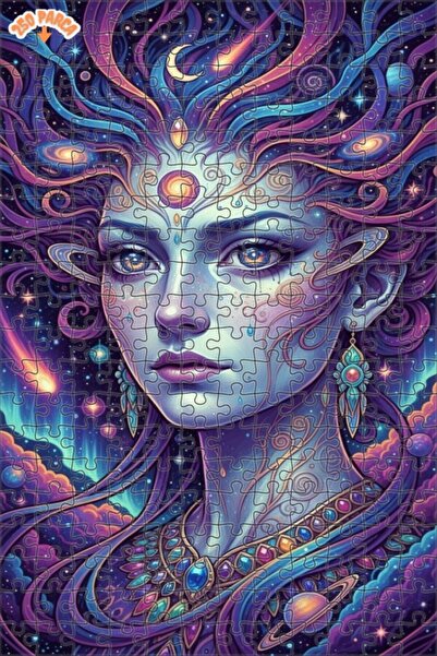 Esranın Dünyası The Queen of the Galaxy Watercolor Look Double Layer Framed W...