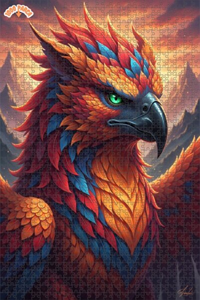 Esranın Dünyası لغز خشبي رائع بإطار مزدوج الطبقات بمظهر لوحة زيتية لطائر الفي...