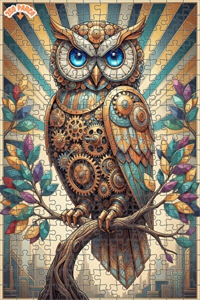 Esranın Dünyası Mechanical Owl Oil Painting Lookalike Art Deco Wooden Puzzle ...