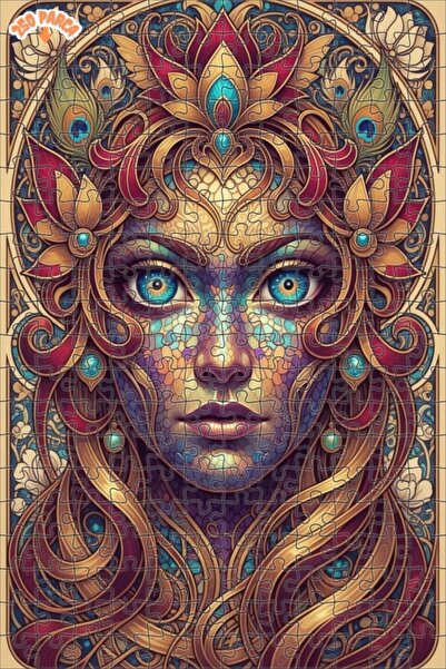 Esranın Dünyası لوحة زيتية لجمال الوجه السحري ذات مظهر ذهبي مزدوج الطبقات إطا...