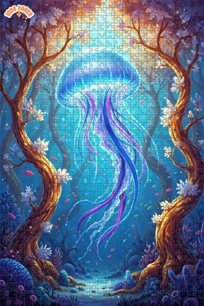 Esranın Dünyası لوحة زيتية لغابة قنديل البحر السحرية، مزدوج الطبقات إطارًا من...