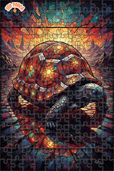Esranın Dünyası لغز فني خشبي على شكل سلحفاة موزاييك مزدوج الطبقات قطعة مقاس 2...
